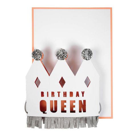 Meri Meri - Crowned Birthday Queen Card - Doğum Günü Kraliçesi Tebrik Kartı