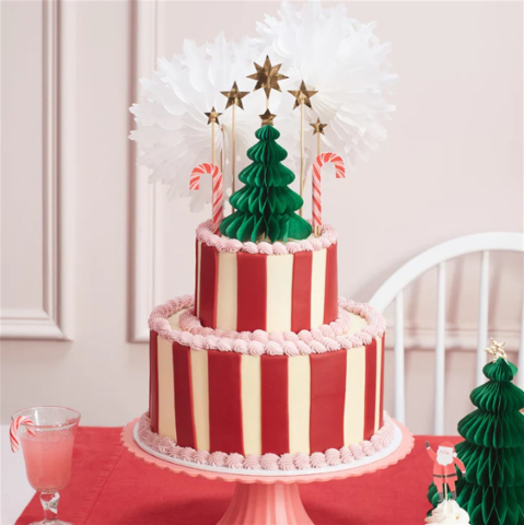 Meri Meri - Christmas Honeycomb Cake Topper Set - Petekli Yeni Yıl Pasta Süsü Seti - 10 parça