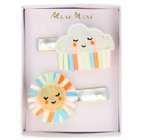 Meri Meri - Rainbow Sun & Cloud Hair clips - Gökkuşağı Güneş & Bulut Tokalar - 2li