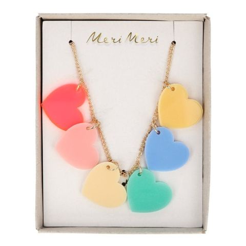 Meri Meri - Rainbow Hearts Necklace - Rengarenk Kalp Kolye