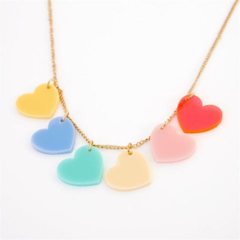 Meri Meri - Rainbow Hearts Necklace - Rengarenk Kalp Kolye