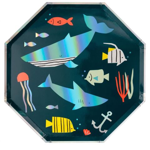 Meri Meri - Under The Sea Plates - Su Altı Dünyası Tabaklar - L - 8'li