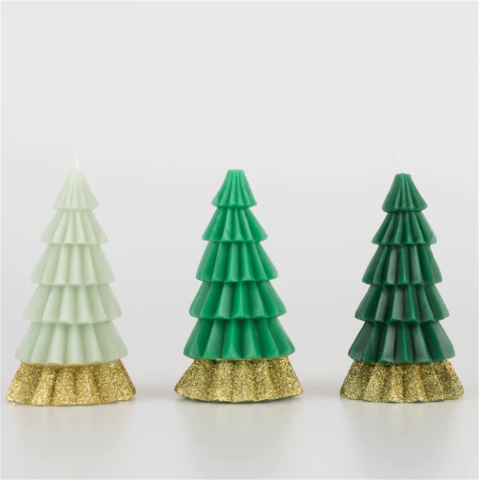 Meri Meri - Green Tree Candles - Yeşil Ağaç Mumlar (3'lü)