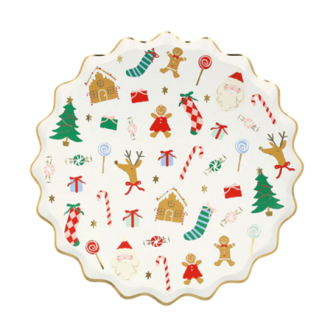 Meri Meri - Jolly Christmas Side Plates - Yeni Yıl Tabaklar (M) (8'li)