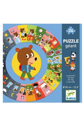 Djeco Yuvarlak Puzzle 24 Parçalı Yapboz / Bir Gün