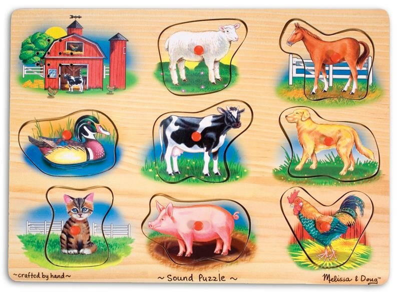 Melissa&Doug Ahşap Sesli Puzzle - Çiftlik Hayvanları Yapbozu