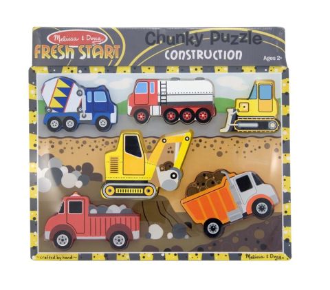 Melissa&Doug Ahşap Tombul Puzzle - İnşaat Araçları