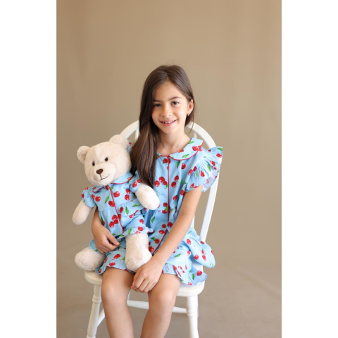 Luna Mia Summer Cherry Sleeve Uyku Arkadaşlı Çocuk Pijama Takımı