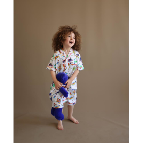 Luna Mia Spce Pop-Art Sleeve Uyku Arkadaşlı Çocuk Pijama Takımı