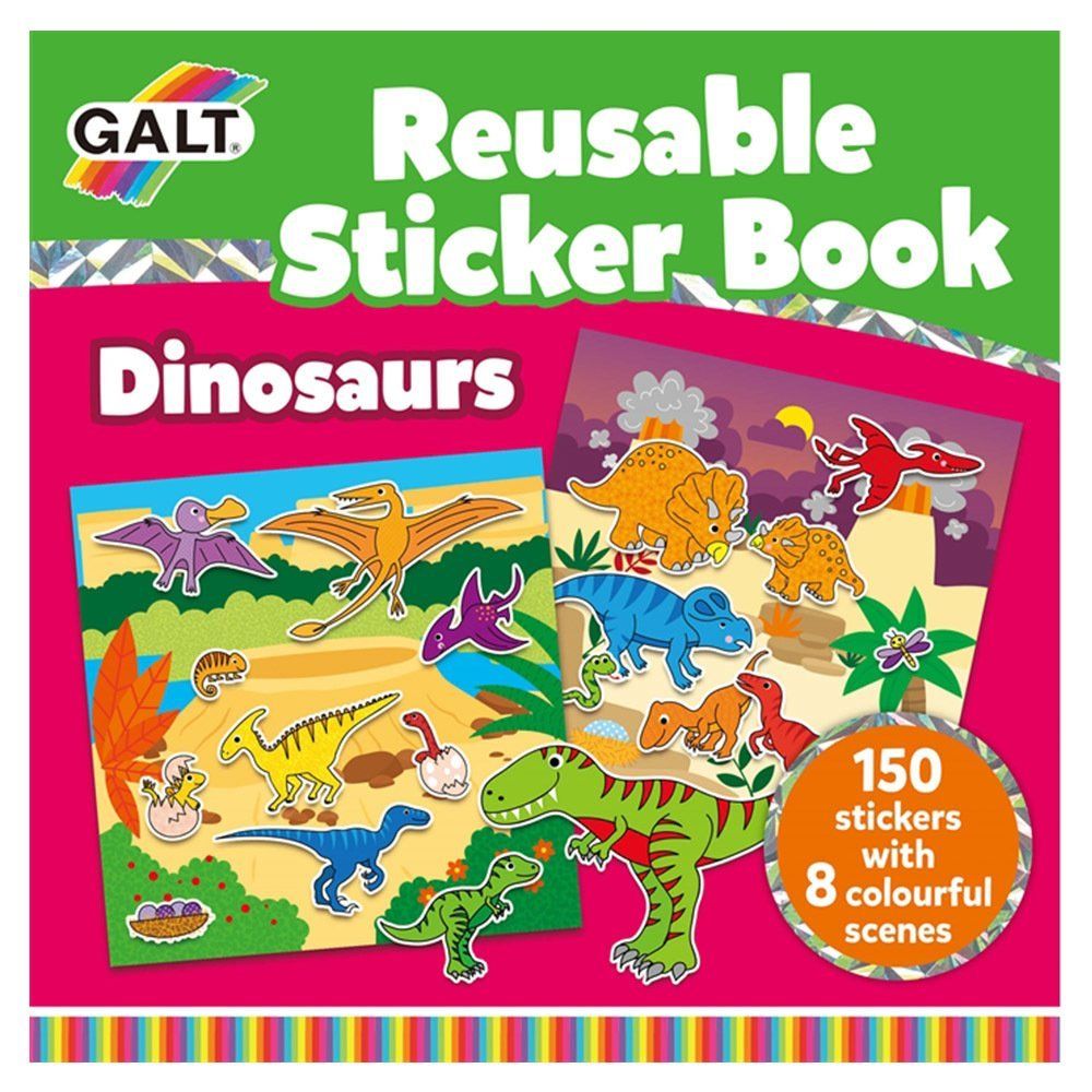 Galt Reusable Sticker Book - Dinasours 3+ Yeniden Kullanılabilir Çıkartma Kitabı