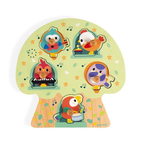 Janod Ahşap Müzikli Puzzle - Birdy Party / Musical Wooden Puzzle