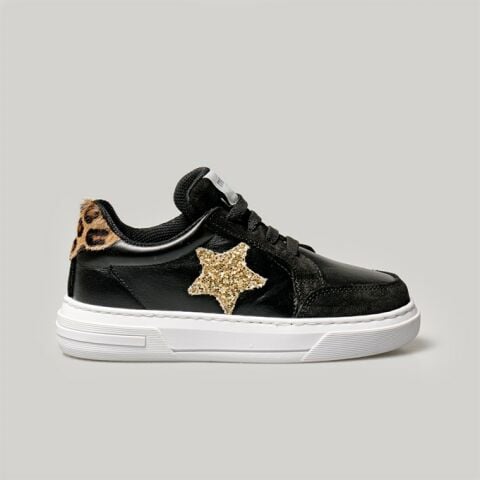 Merli&Rose Deri Star Sneaker | Siyah-Leopar