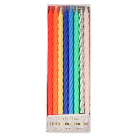 Meri Meri - Multi Neon Twisted Candles - Neon Mumlar