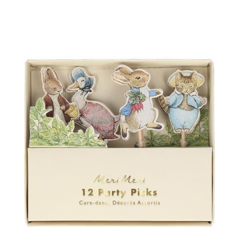 Meri Meri - Peter Rabbit & Friends Party Picks - Peter Rabbit & Friends Parti Çubukları - 12'li