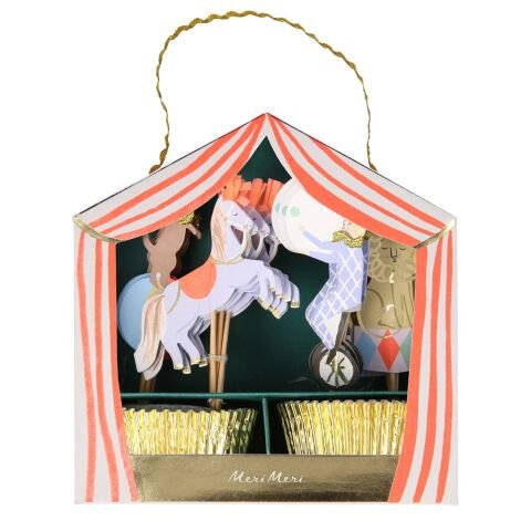 Meri Meri - Circus Parade Cupcake Kit - Sirk Cupcake Kit - 24'lü