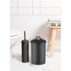 Prizma Çöp Kovası & Tuvalet Fırçası Seti Siyah