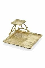 FLOWER GOLD 2LI KEK STANDI 35X35X13 CM