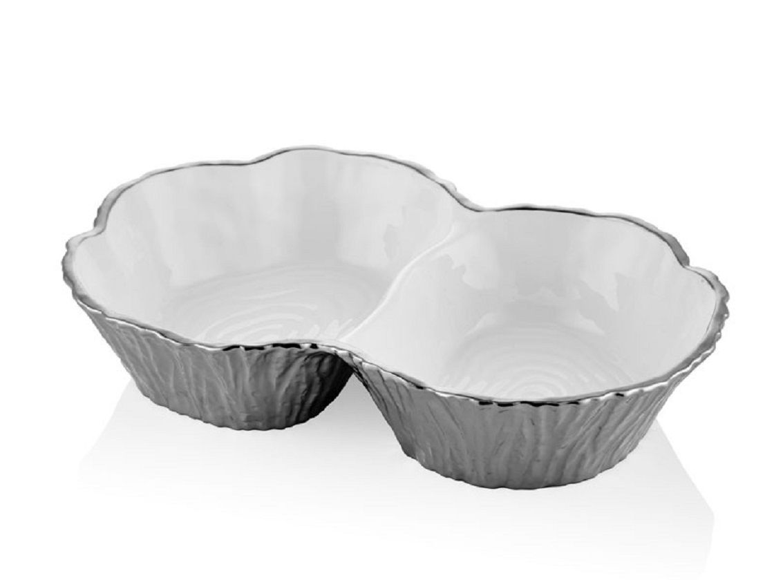Unformed Beyaz -Gümüş 2 Bölmeli Servis Kasesi 34x 23x7 cm