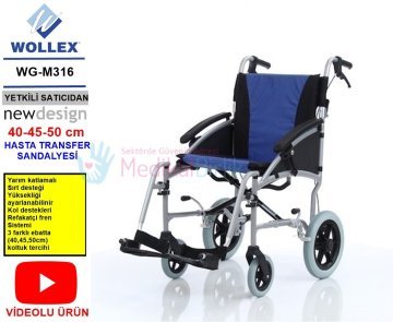 WOLLEX WG-M316 Hasta Transfer Sandalyesi, mükemmel bir taşıma sandalyesidir. Taşıması kolay 40 cm oturma
