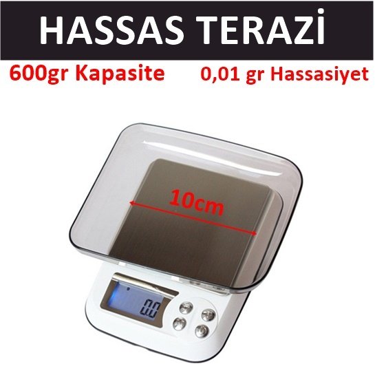 Hassas Terazi, 600gr/0.01gr Laboratuvar, Mutfak Terazisi DM3 Model