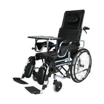 W213 Özellikli Tuvaletli Manuel Tekerlekli Sandalye yan kolları çıkar sırtı yatar