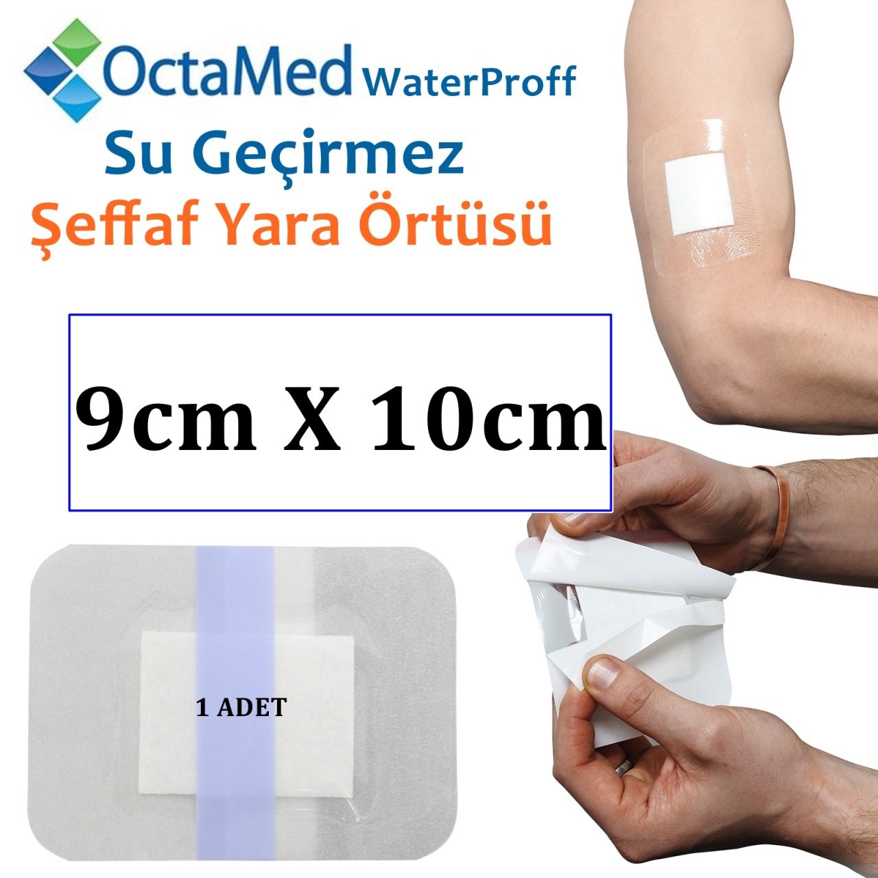 Şeffaf Su Geçirmez Yara Örtüsü 9cmx10cm 1 Adet