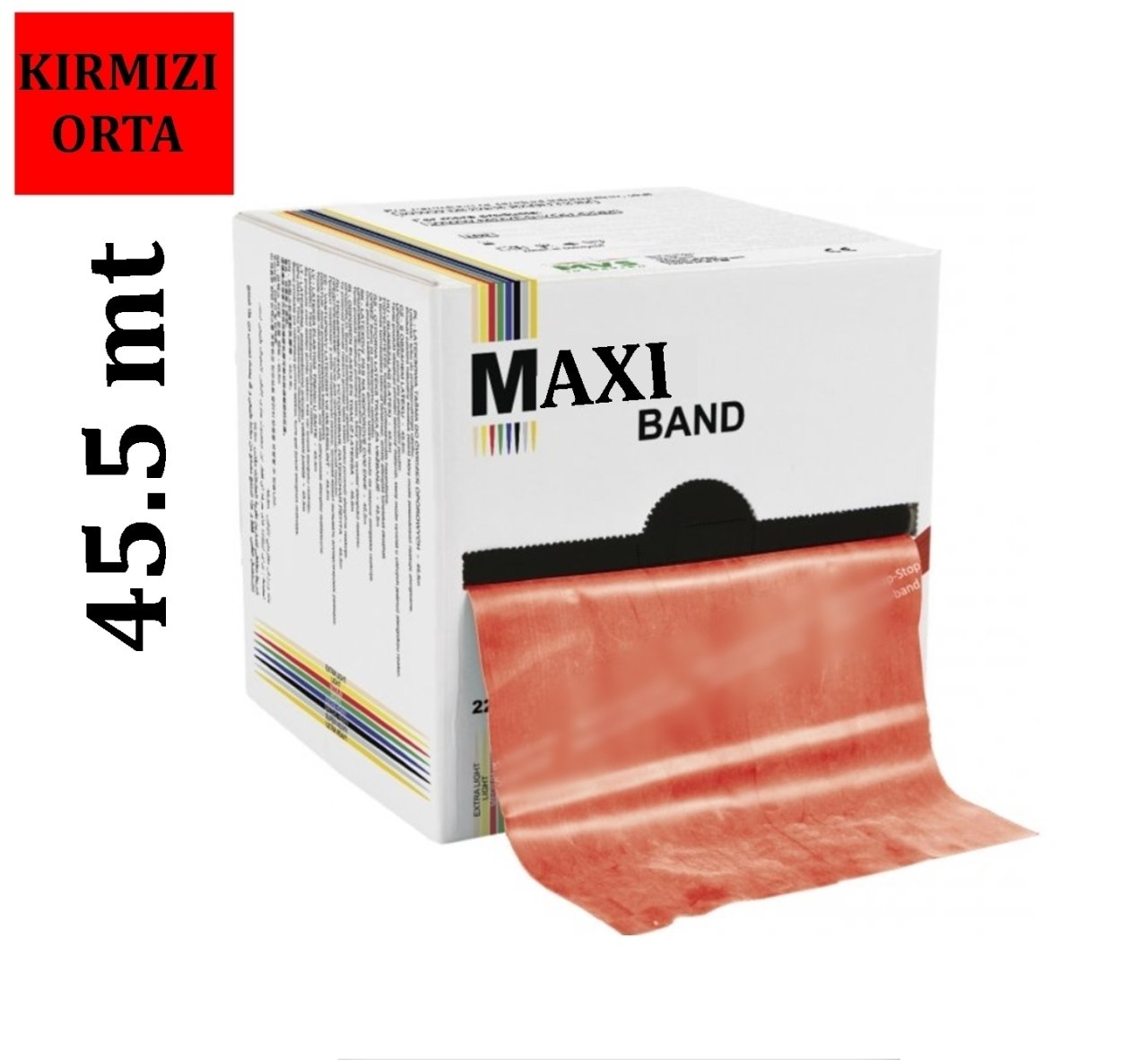 Maxi Band Pilates Bandı 45.5mt | Egzersiz Bandı | Kırmızı/Orta