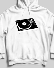 Plak Dj  Kapüşonlu Sweatshirt Hoodie Beyaz