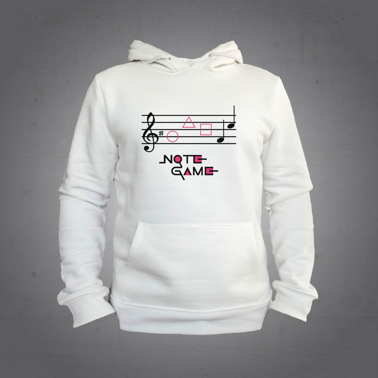 Note Game Kapüşonlu Sweatshirt Hoodie Beyaz