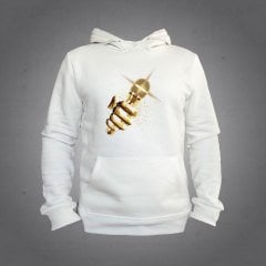 Mikrofon Kapüşonlu Sweatshirt Hoodie Beyaz