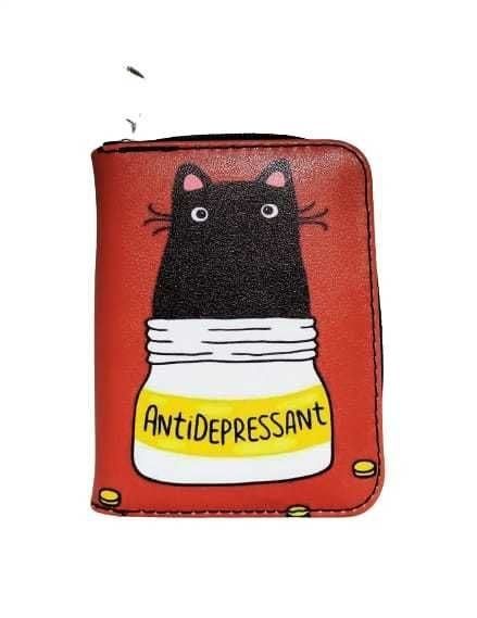 Kedi Antidepresan Tasarımlı Cüzdan