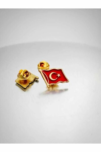 2 Adet Türk Bayrağı Gold&Gümüş Yaka Rozeti