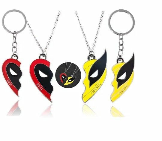 Deadpool & Wolverine Best Friends Sevgili Çift Arkadaş Kolye ve Anahtarlık Seti