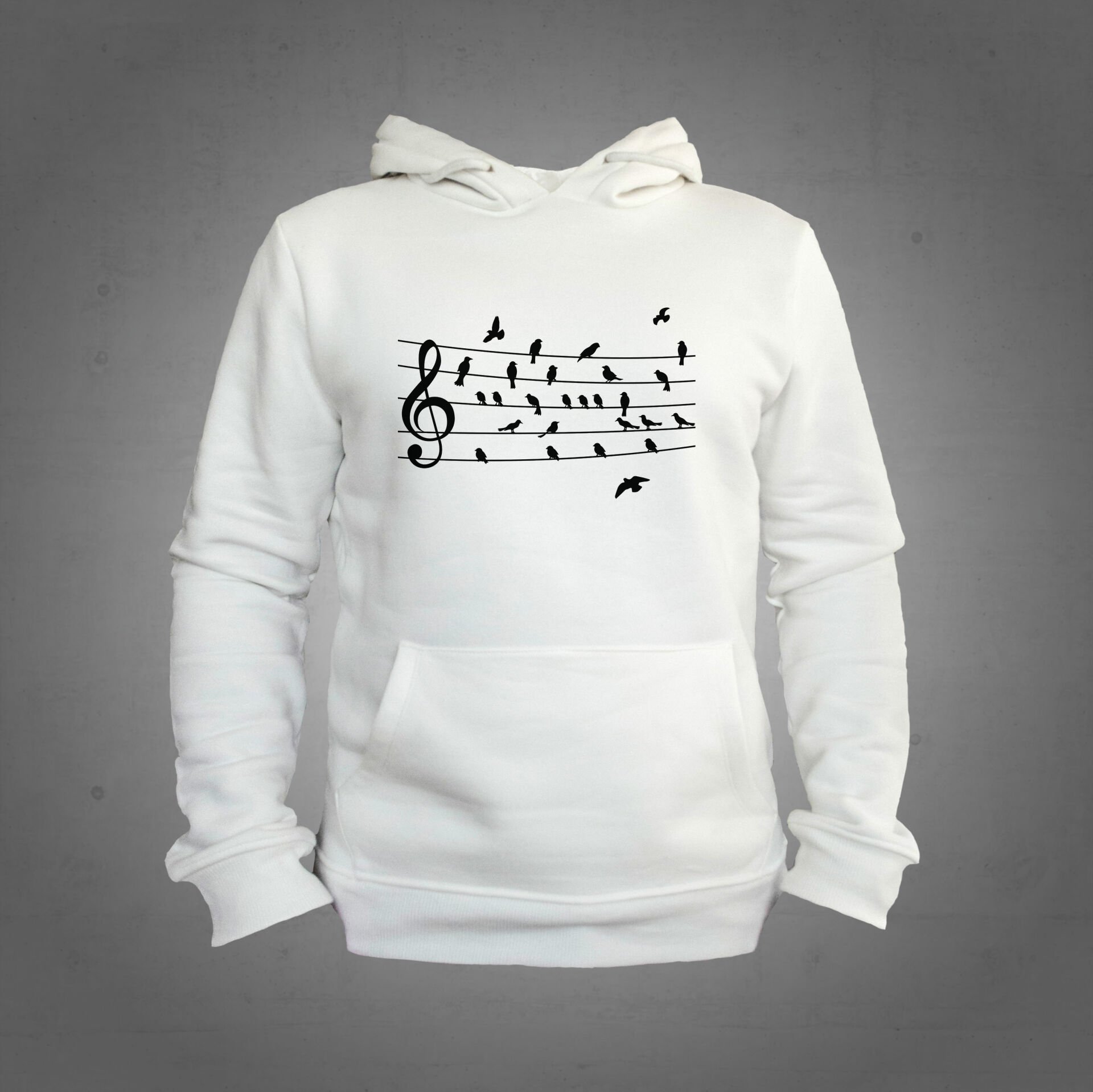 Nota Kuş Beyaz Kapüşonlu Sweatshirt Hoddie