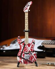 Elektro Gitar El Yapımı Ahşap Minyatür Hediyelik Biblo 25 cm Eddie Van Halen