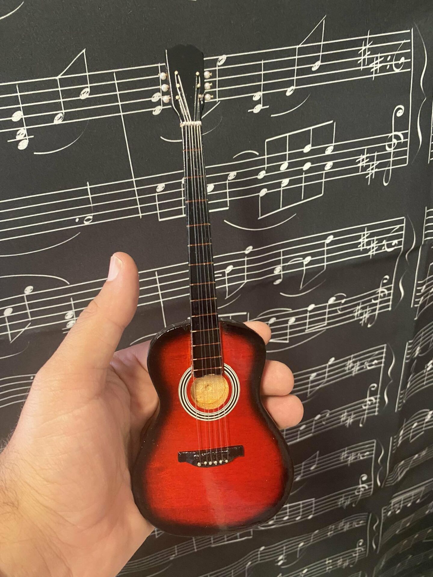 Minyatür Gitar Klasik Gitar Kırmızı Hediyelik Biblo 25cm