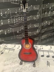 Minyatür Gitar Klasik Gitar Kırmızı Hediyelik Biblo 25cm