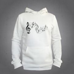 Sol Anahtar Notalar Kapüşonlu Sweatshirt Hoodie Unisex