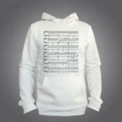 Nota Melodi Desenli Kapüşonlu Sweatshirt Unisex