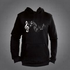 Nota Kapüşonlu Sweatshirt Hoodie Siyah Unisex