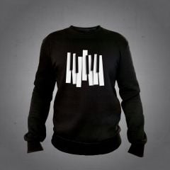 Piyano Çarpık Sweatshirt Siyah Unisex