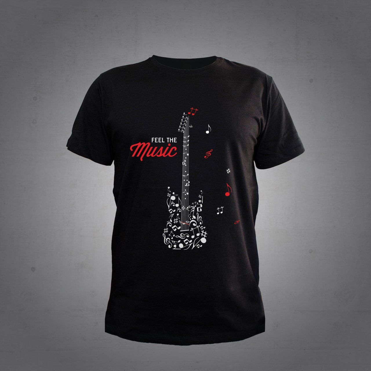 Herşey Nota Gitar Nota Müzik Siyah Tshirt