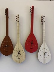 Bağlama Saz Duvar Saati Sarı