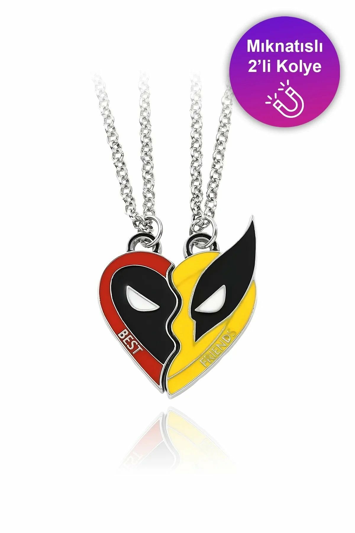 2 Adet Mıknatıslı Arkadaşlık Kolyesi Deadpool & Wolverine Best Friends Kolye İkili Çift 2 adet