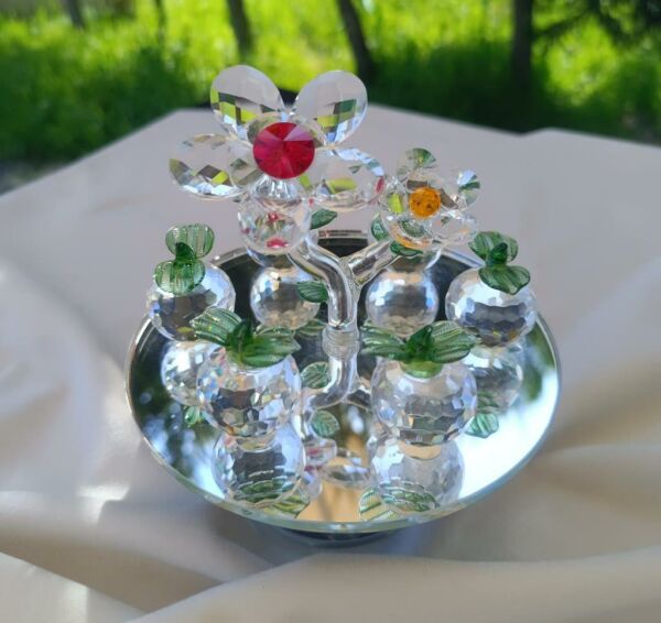 Kristal Meyve Tabağı Aynalı Dönen Ayaklı Sehpa Ev Ofis Dekor Masa Ev Düğün Nişan Organize Dekorasyon