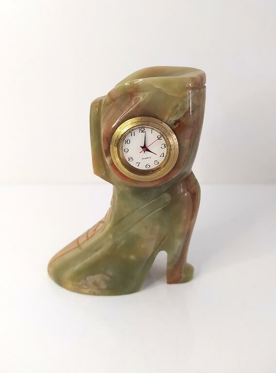 Saat Çizme Ayakkabı Biblo Doğal Onix Mermer Taş Biblo Ev Masa Süsü Dekoratif Obje