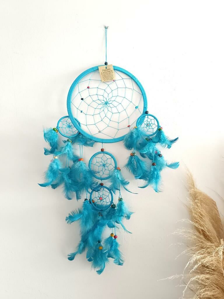 Düş Kapanı Doğal Taş Dreamcatcher Kuş Tüyü Renkli Boncuk Kötü Rüya Kovucu Rüya Kapanı Duvar Süsü