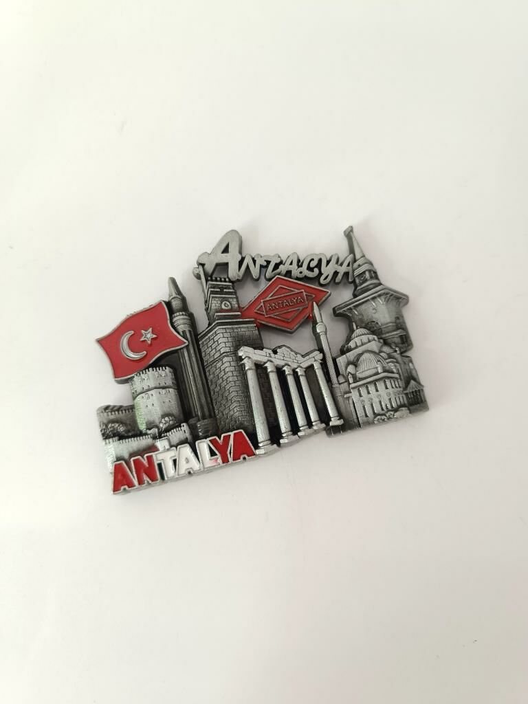 Antalya Türkiye Görselli Metal Mıknatıslı Magnet Buzdolabı Süsü