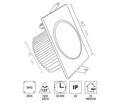 FORLİFE FL-2123 Y  / LED PANEL KARE 5W / BEYAZ