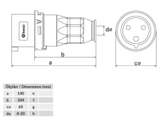 Bemis Düz Fiş CEE Norm 2P+E 16A 220V